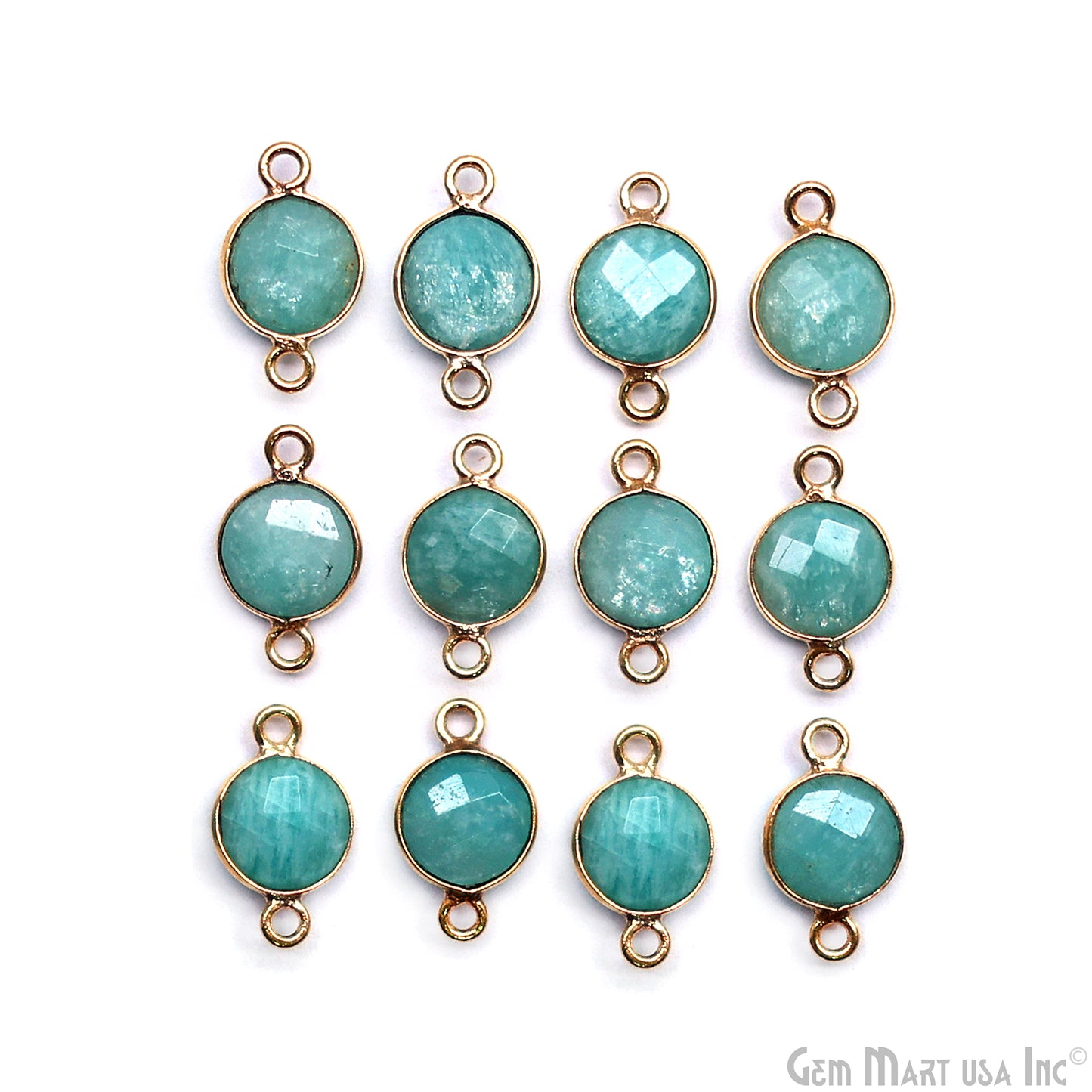 Round 8mm Gold Plated Double Bail Gemstone Connectors