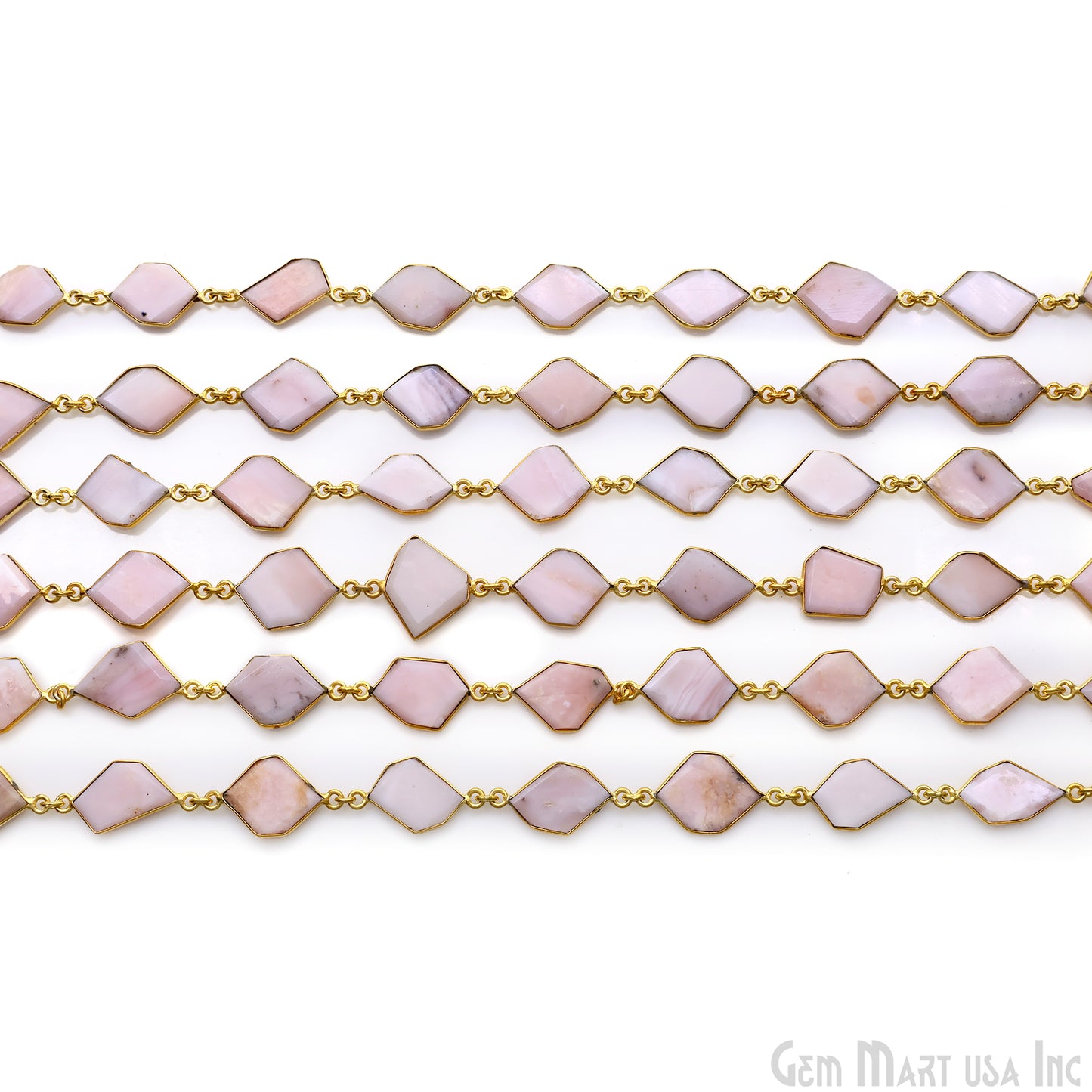 Pink Opal 10-15mm Faceted Free Form Gold Plated Bezel Connector Link Chain
