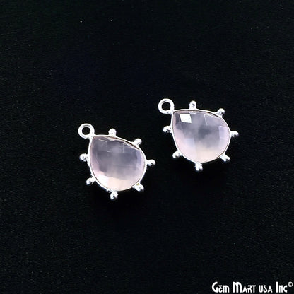 Pears 18x13mm Design Bezel Silver Plated Single Bail Gemstone Connector