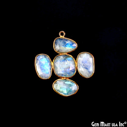 Rainbow Moonstone Gold Plated 34x32mm Dangle Finding Component Earring Enhancer