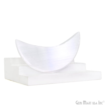 Selenite Crescent Moon SELENITE Charging Plate - White, Crescent Moon - Selenite Plate, Crystal Charging Plate, Crystal Tray