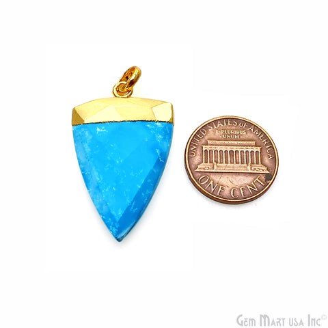 Turquoise 34x20mm Gold Plated Triangle Gemstone Necklace Pendant