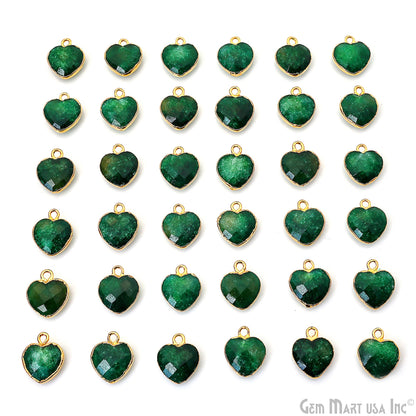 Heart Shape 13x12mm Gold Electroplated Single Bail Gemstone Connector Pendant