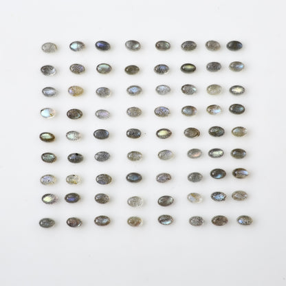 Labradorite Wholesale Gemstones, 100% Natural Semi-Precious Gems, Grey Cabochons Loose Gems, 6x4mm, Oval, 5 Carats