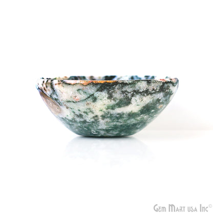 Natural Moss Agate Mini Carved Gemstone Bowl Cup 2 inch