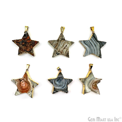 Mix Color Star Shape Sand Druzy Gold Electroplated Pendant 32mm