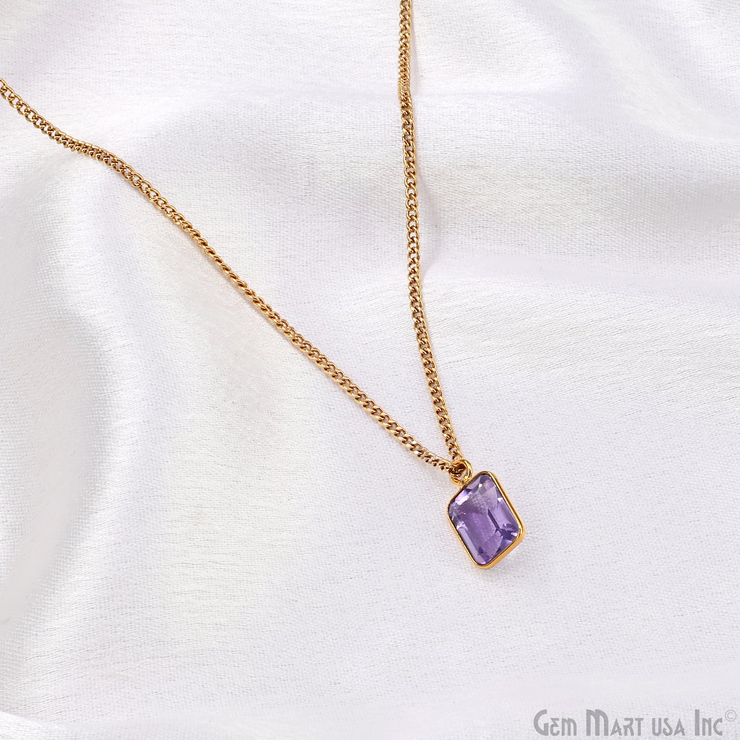 Amethyst Octagon 7x9mm Brilliant Cut Gold Plated Bezel Single Bail Gemstone Connector
