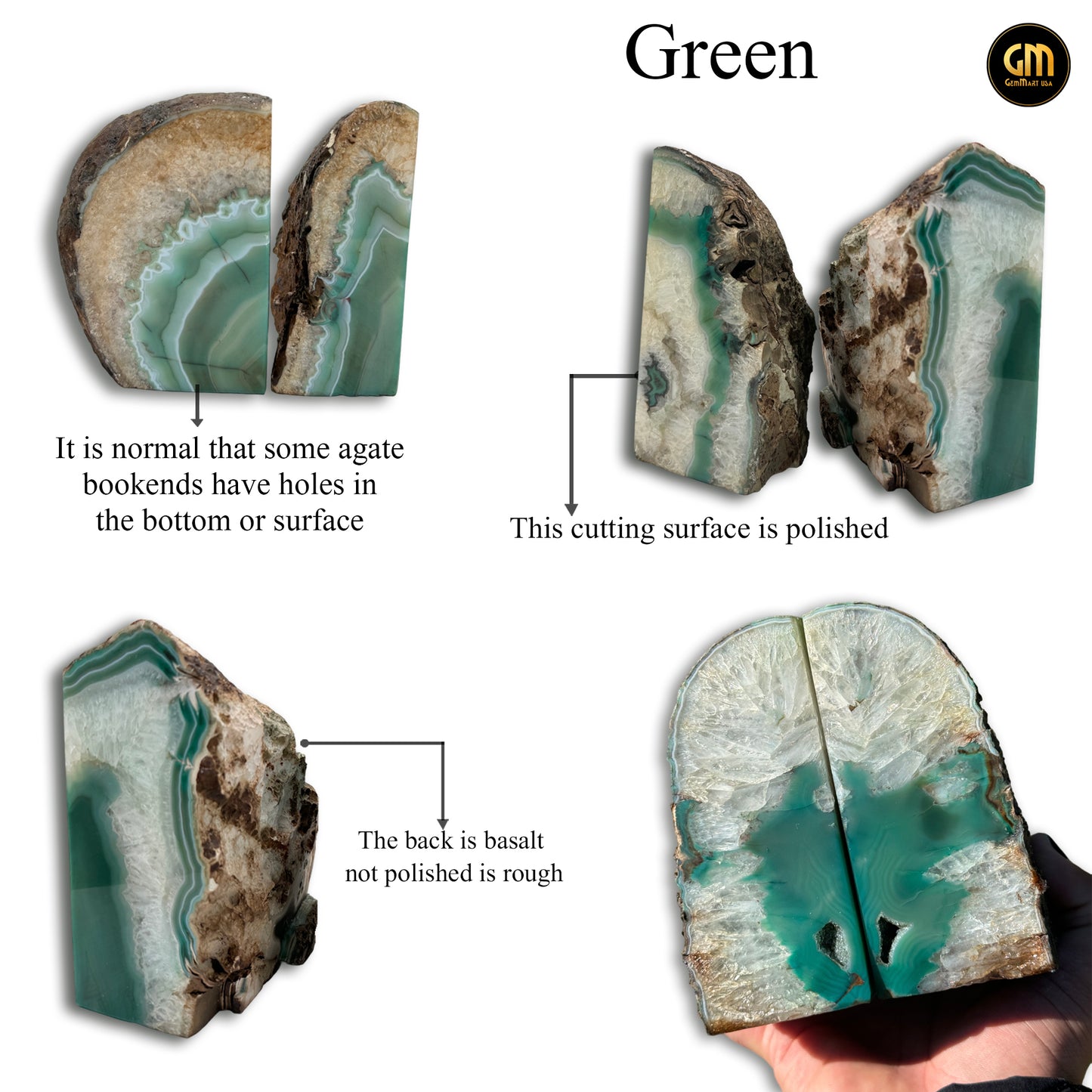 Green Agate Bookend Pair, Natural Geode Bookend, Unique Crystal Bookend Set, Home Decor, Free Shipping