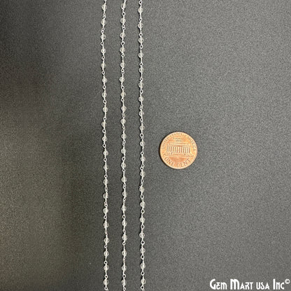 Crystal 2-2.5mm Tiny Beads Silver Wire Wrapped Rosary Chain