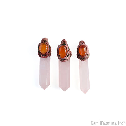 Rose Quartz with Yellow Aventurine Polymer Clay Crystal Pendant, Dowsing Clay Single Bail Pendant