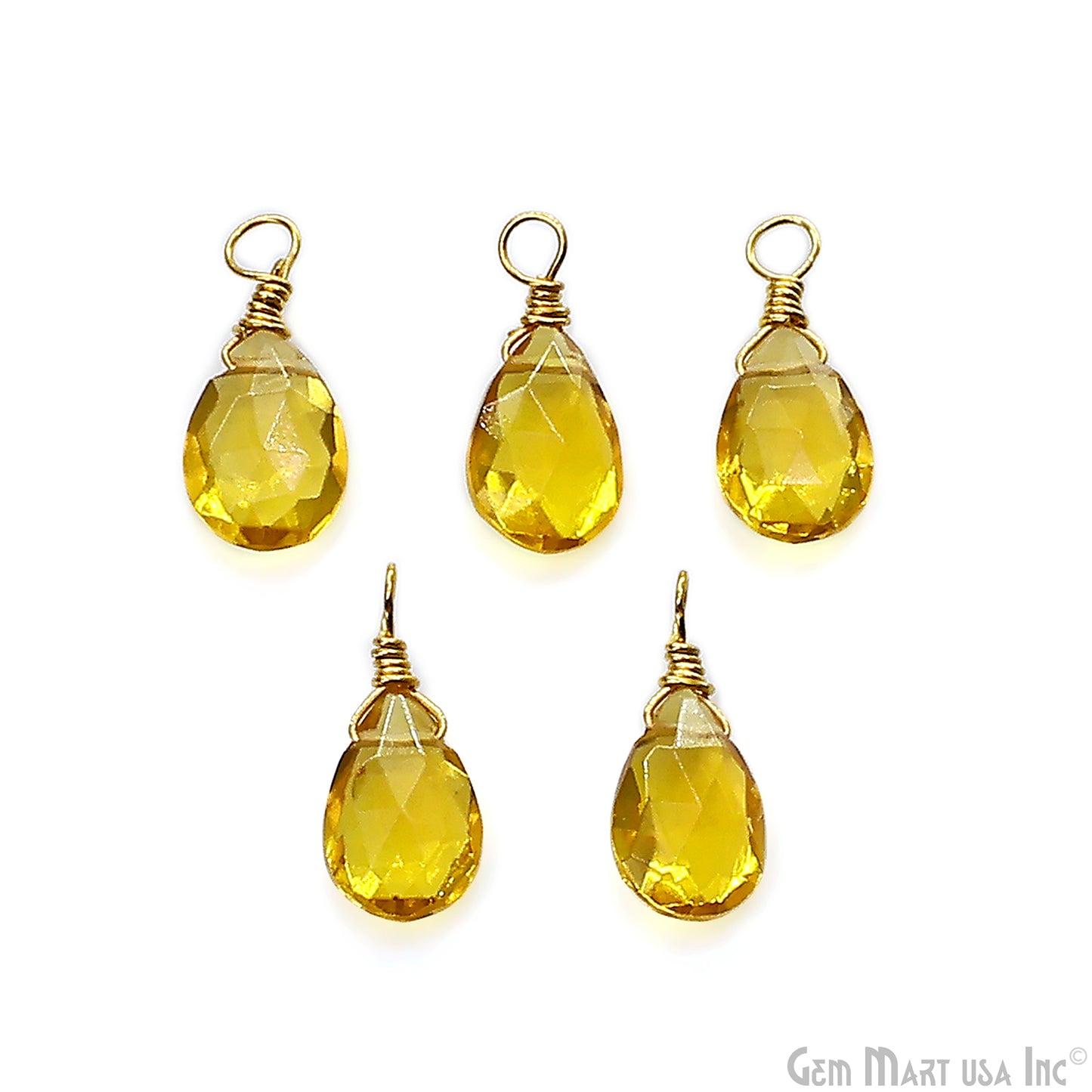 Pear 6x9mm Gold Plated Wire Wrapped Gemstone Drop Single Bail Connector