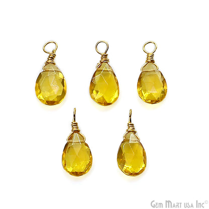 Pear 6x9mm Gold Plated Wire Wrapped Gemstone Drop Single Bail Connector