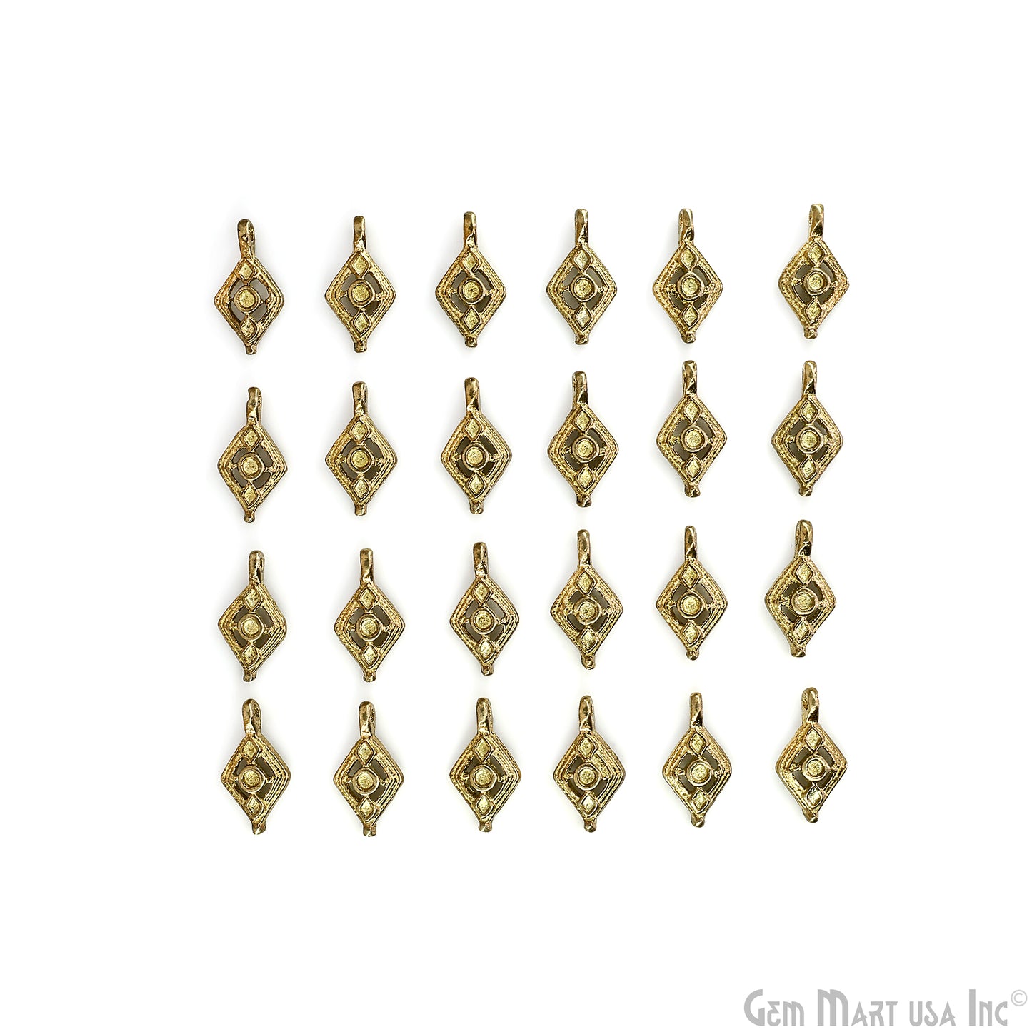 Authentic Antique Brass Rhombus Vintage Charms, Gold Plated Boho Tribal Jewelry for Bracelet, Pendant, Custom gift for her, mom