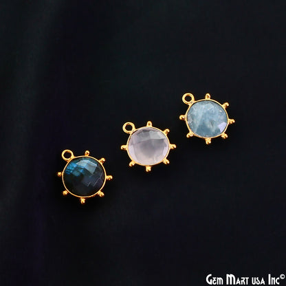 Round 15x13mm Design Bezel Gold Plated Single Bail Gemstone Connector