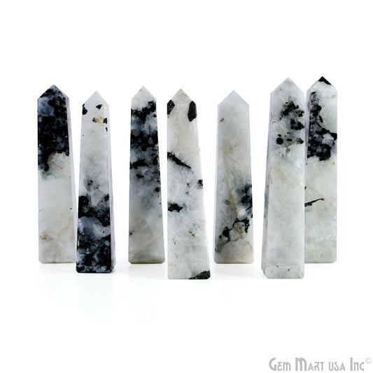 Rainbow Moonstone Gemstone Rectangle Tower Shape 4Inch Crystal Tower Obelisk Healing Meditation Gemstones