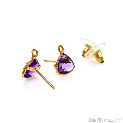 DIY Trillion 8mm Gold Bail Gemstone stud Earring