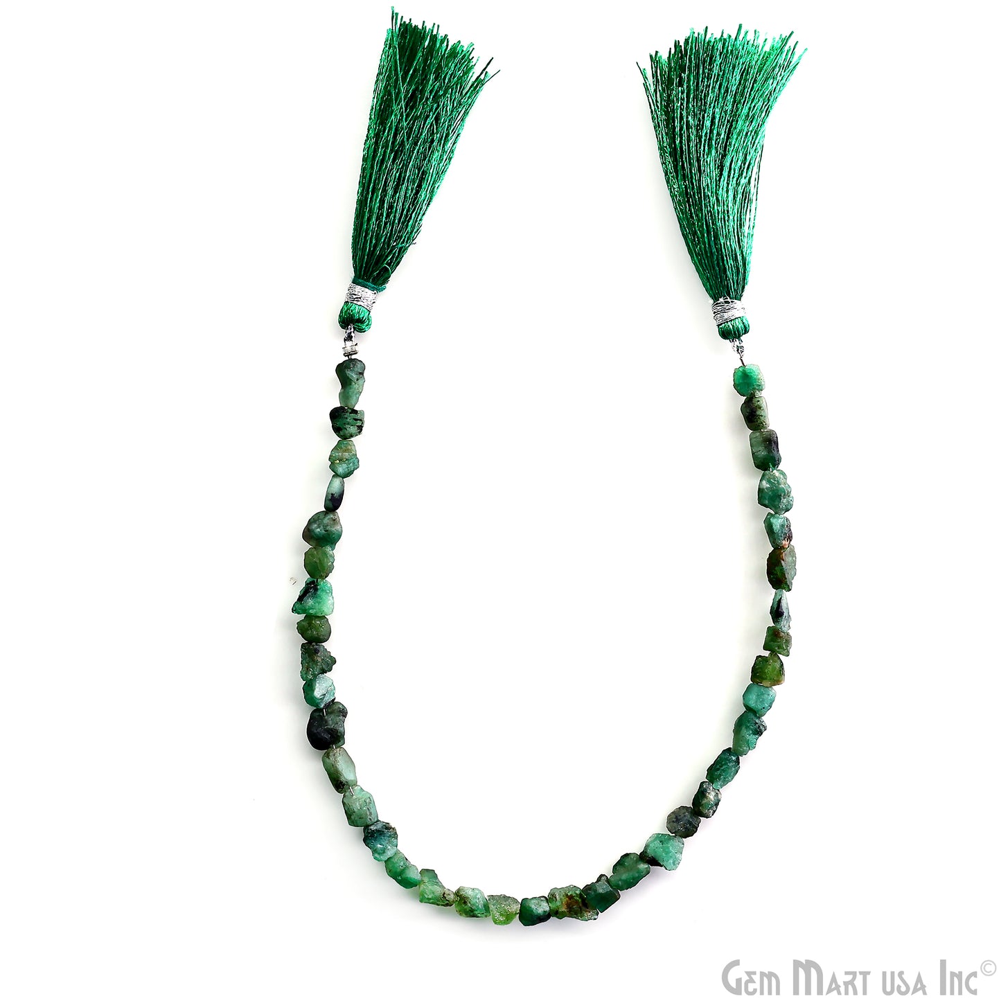 Emerald Rough Beads, 8 Inch Gemstone Strands, Drilled Strung Briolette Beads, Free Form, 7x5mm