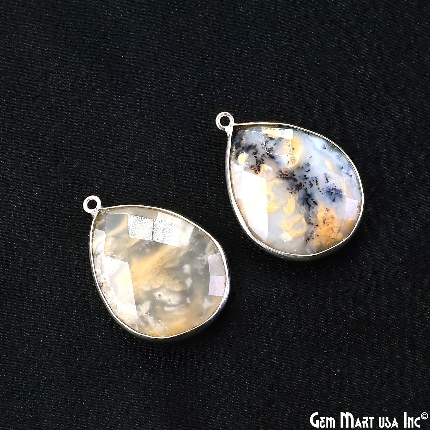 Pears 25x20mm Single Bail Silver Plated Gemstone Bezel Connector