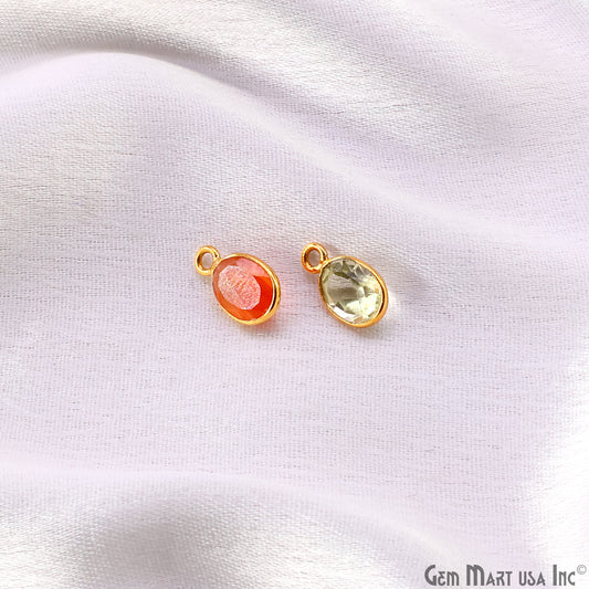 Oval 6x8mm Brilliant Cut Gold Plated Bezel Single Bail Connector
