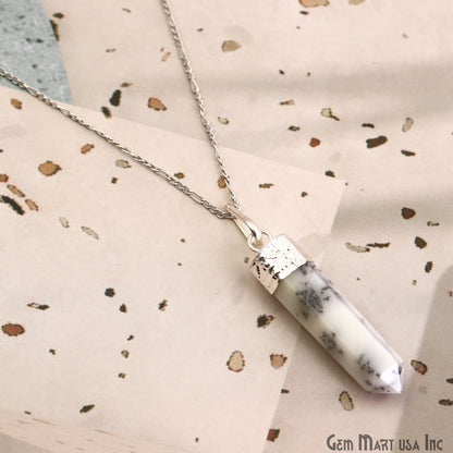 DIY Healing Gemstone 40x9mm Silver Pencil Point Ornate Pendant 1pc