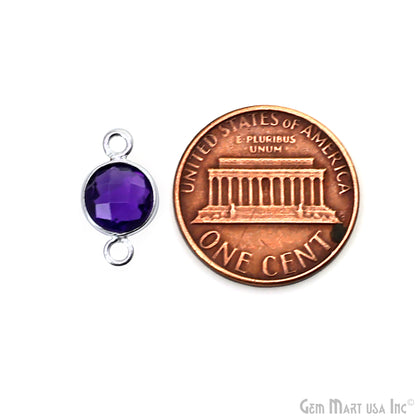 Round 7mm Double Bail Silver Plated Gemstone Bezel Connector