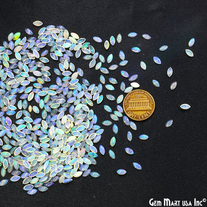 Ethiopian Opal Wholesale Gemstones, 100% Natural Precious Gems, Rainbow Cabochons Loose Gems, 3x6mm, Marquise, 10PC