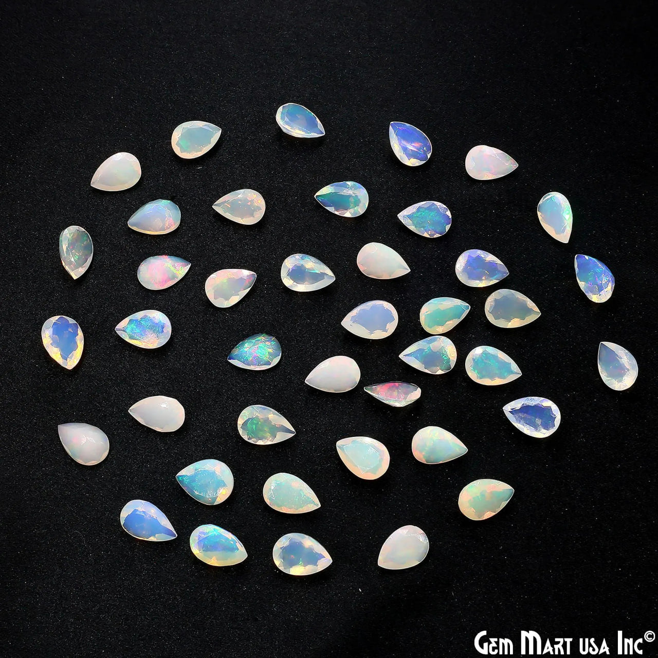 Ethiopian Opal Wholesale Gemstones, 100% Natural Precious Gems, Rainbow Faceted Loose Gems, 6x9mm, Pears, 4PC