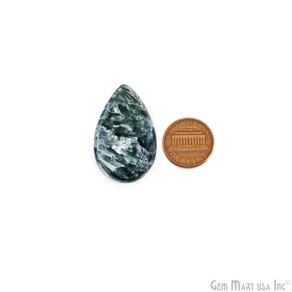 Natural Seraphinite Cab Striped Cabochon Gemstones, 1 pc