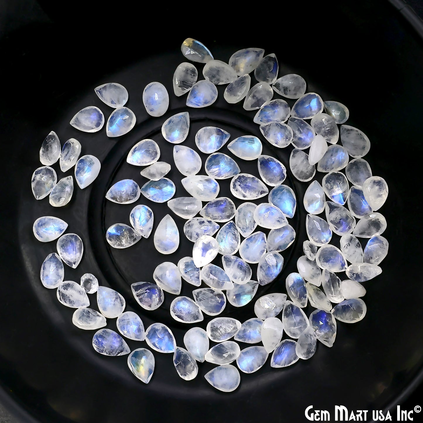 Rainbow Moonstone Wholesale Gemstones, 100% Natural Semi-Precious Gems, Rainbow Cabochons Loose Gems, 7x5mm, Pears, 10PC