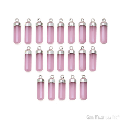 Single Point 25x7mm Silver Electroplated Gemstone Connector
