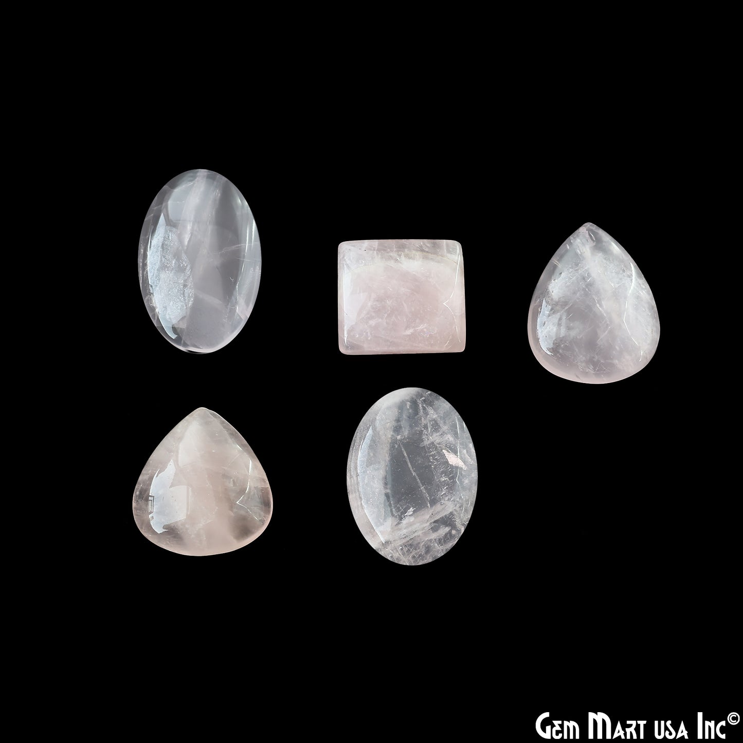 Natural Rose Quartz Cab Striped Cabochon Gemstones