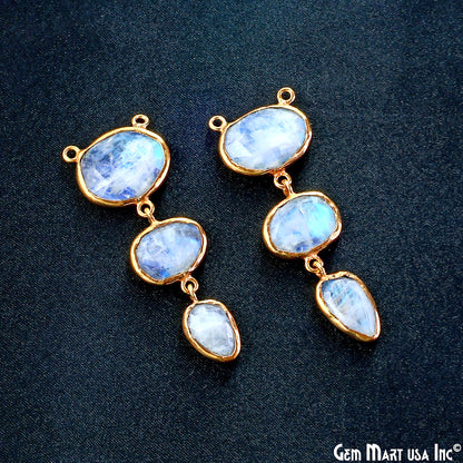 Rainbow Moonstone 48x17mm Double Bail Chandelier Finding Component