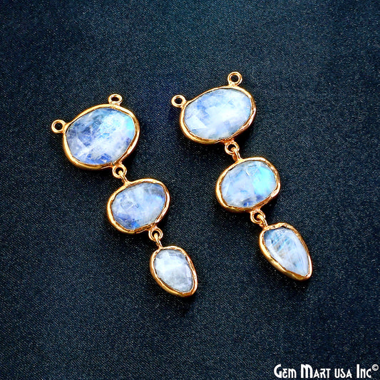 Rainbow Moonstone 48x17mm Double Bail Chandelier Finding Component