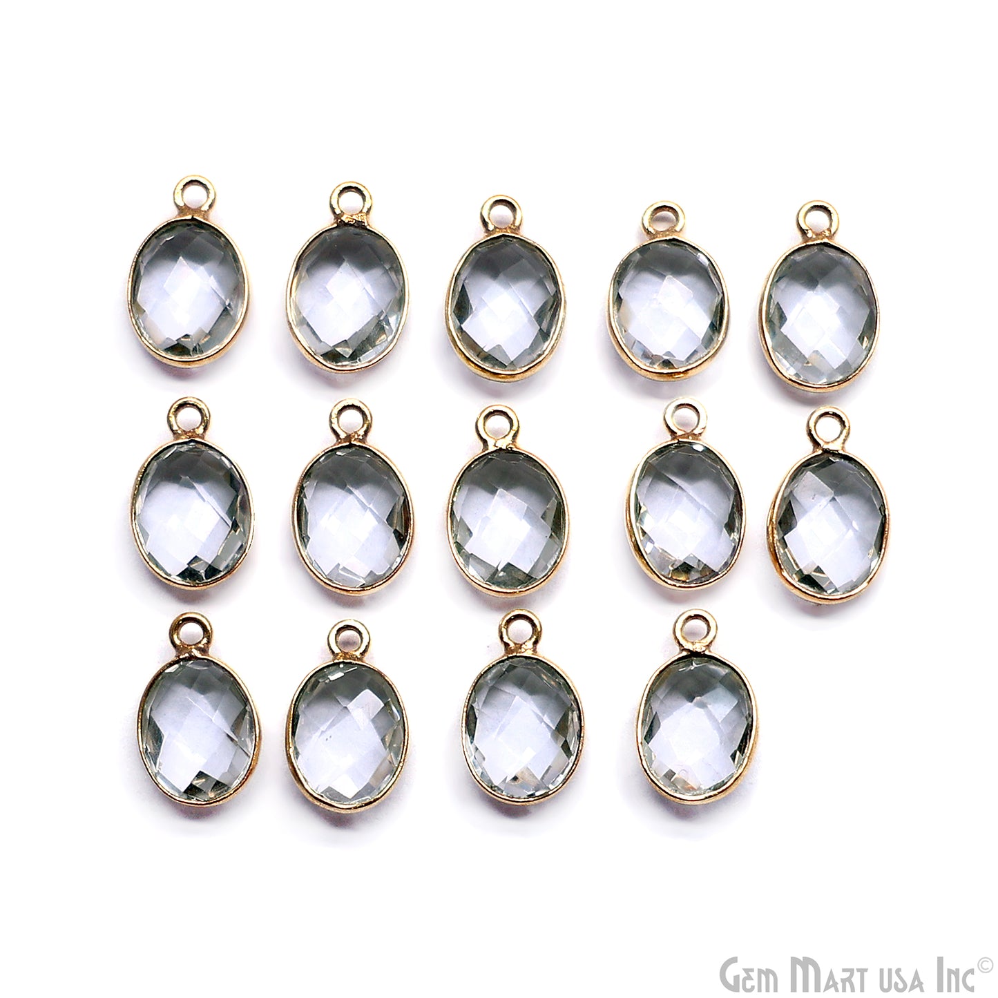 Oval 8x10mm Gold Bezel Single Bail Gemstone Connector