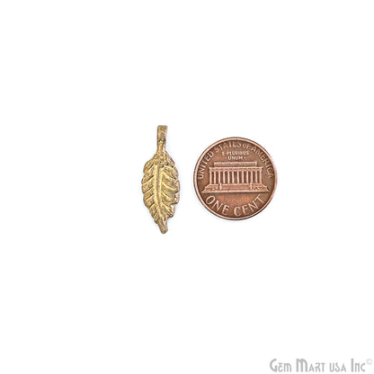 Brass Leaf Shaped Antique Pendant Charms, Gold Plated Fern Charm for Jewelry Making Supply, Tribal Boho Charms, gift for mom & her
