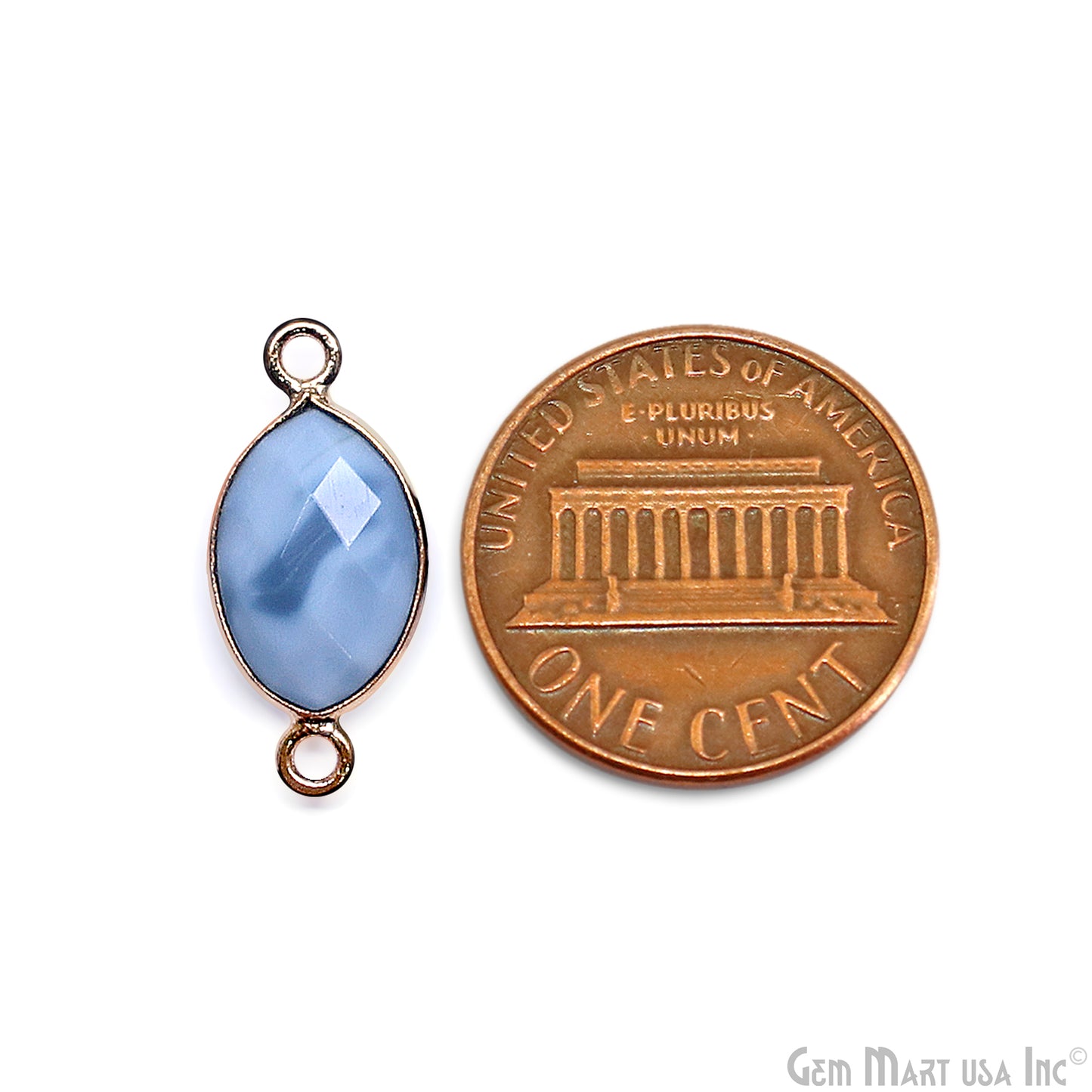 Gemstone Marquise 8x12mm Double Bail Gold Bezel Connector