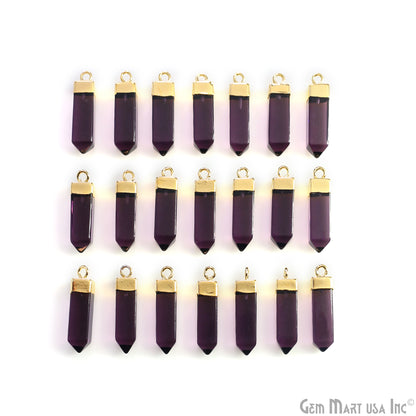 Pencil Point Rectangle Shape Gold Electroplated Single Bail 24x6mm Gemstone Connector