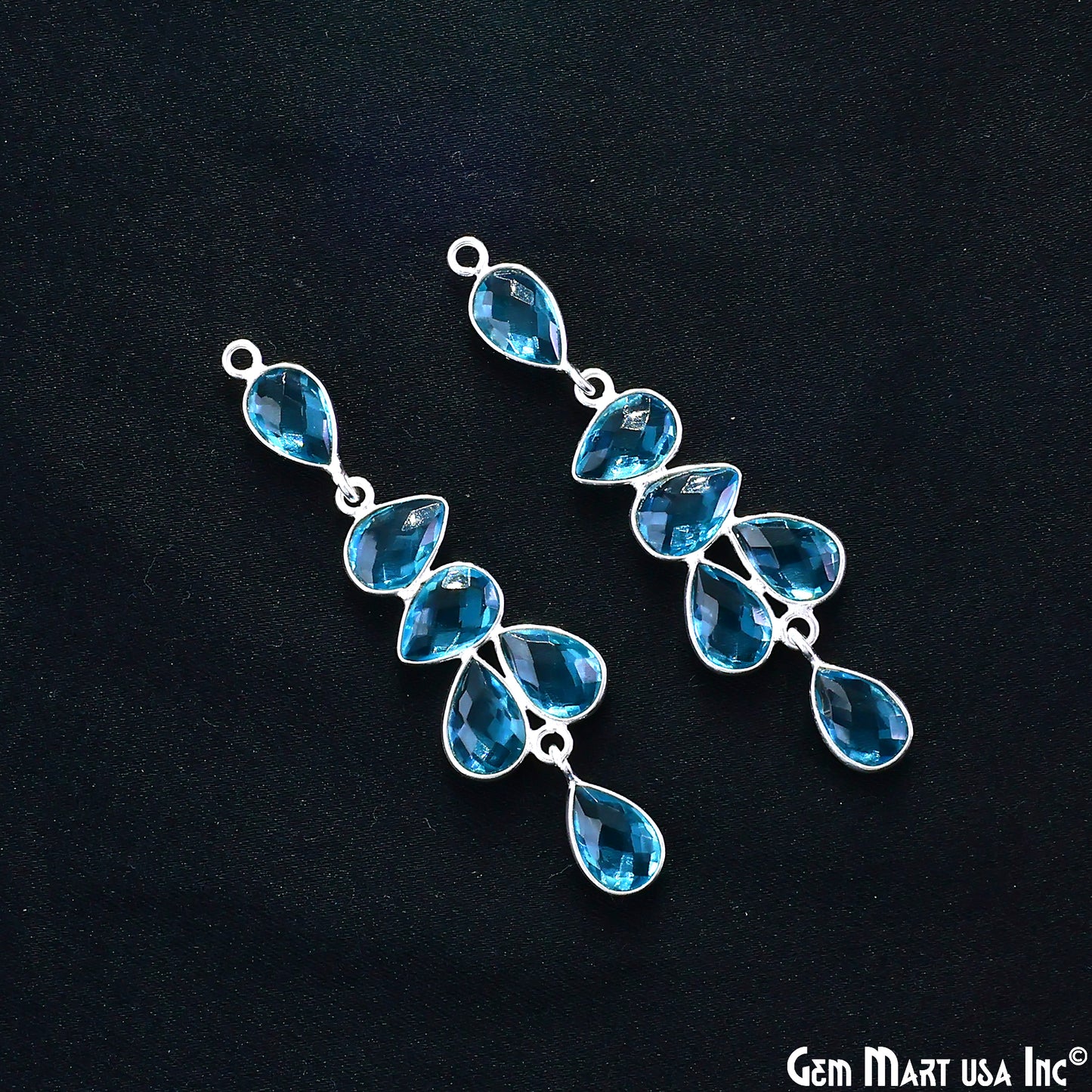 Swiss Blue Topaz 54x14mm Single Bail Chandelier Finding Component