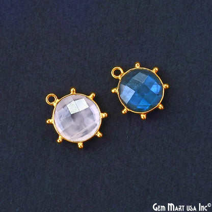 Round 17x15mm Design Bezel Gold Plated Single Bail Gemstone Connector