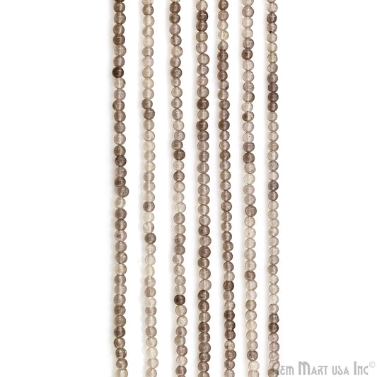 Smoky Topaz Smooth Round Drilled Beads 3-5mm Waist Beads, Rondelle Bead Strand 13 Inch