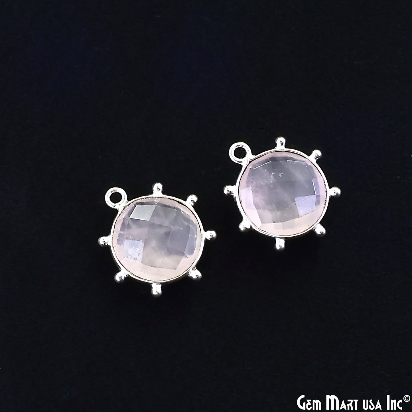 Round 17x15mm Design Bezel Silver Plated Single Bail Gemstone Connector