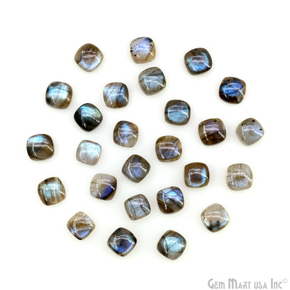 Labradorite Wholesale Gemstones, 100% Natural Semi-Precious Gems, Blue Flash Cabochon Loose Gems, 8mm, Cushion, 4PC Lot