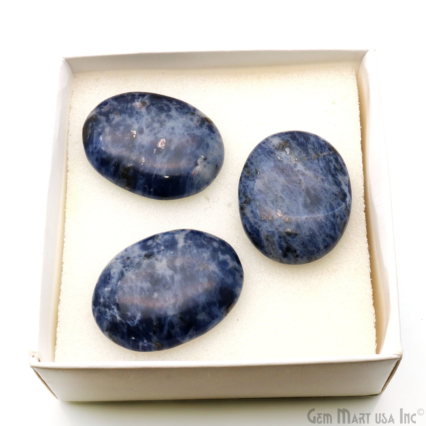 Sodalite Oval Worry Stone - Natural Hand-Carved Thumb Gemstone