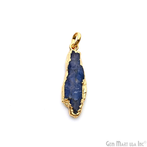 Kyanite Free Form 33x10mm Gold Electroplated Gemstone Single Bail Pendant