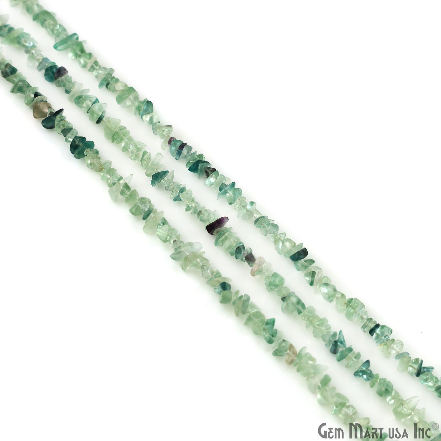 Fluorite Chip Beads, 34 Inch, Natural Chip Strands, Drilled Strung Nugget Beads, 3-7mm, Polished, GemMartUSA (CHFL-70001)
