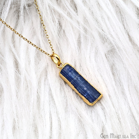 Kyanite Free Form 31x10mm Gold Electroplated Gemstone Single Bail Pendant