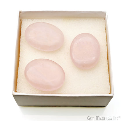 Rose Quartz Oval Worry Stone - Natural Hand-Carved Thumb Gemstone