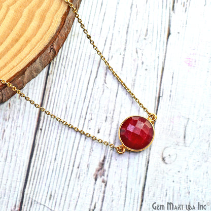 Round 12mm Double Bail Gold Plated Gemstone Bezel Connector