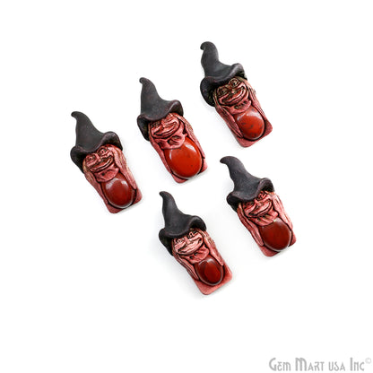 Merlin Elfin Red Jasper Crystal Pendant, Handmade Clay Artware, Crystal Figurine