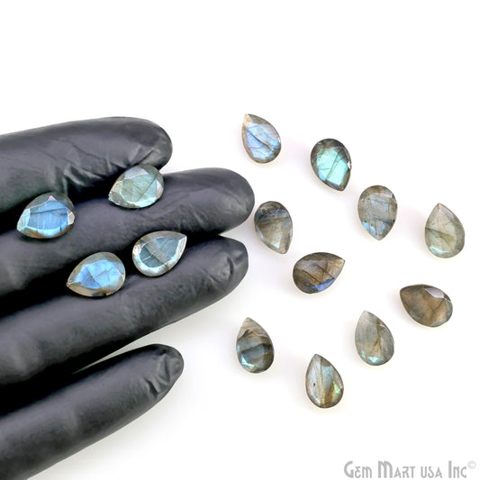 Labradorite Wholesale Gemstones, 100% Natural Semi-Precious Gems, Blue Flash Faceted Loose Gems, 10x14mm, Pears, 2PC Lot